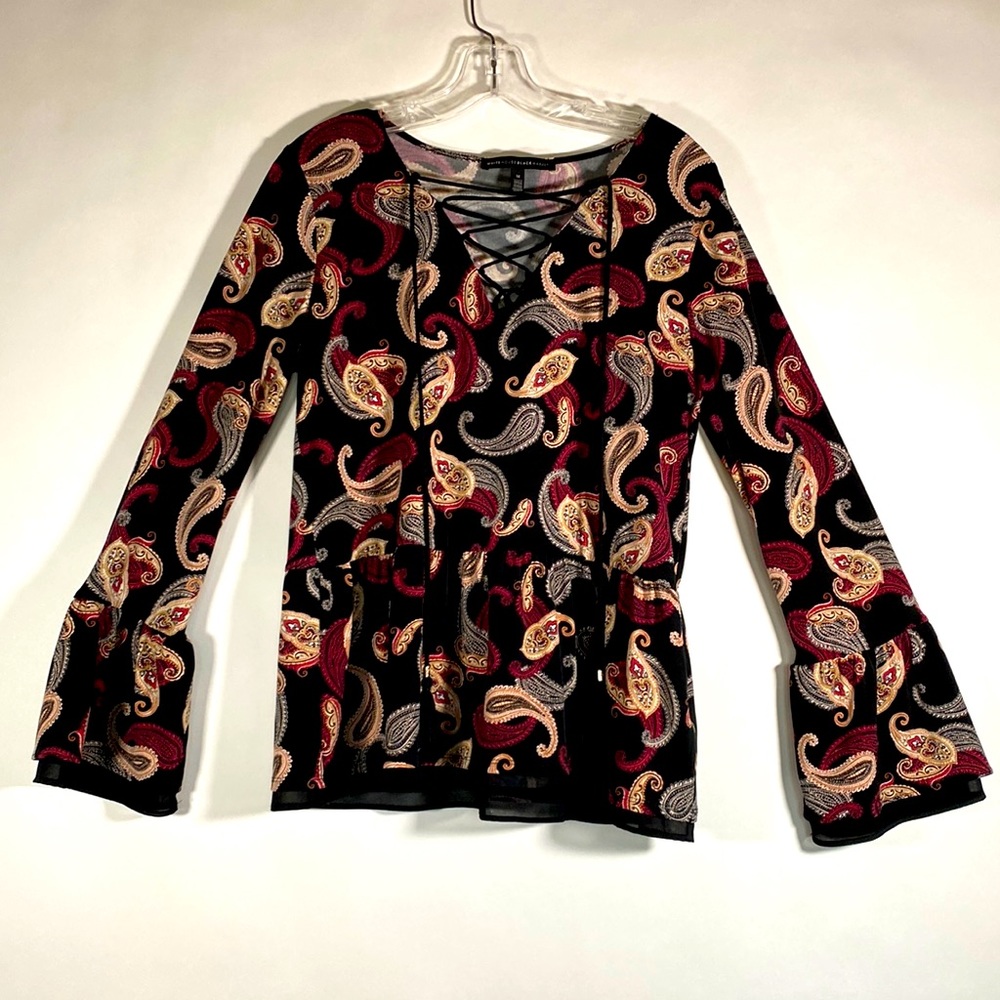 White House Black Market Paisley Blouse Size Medium